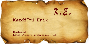 Kazári Erik névjegykártya